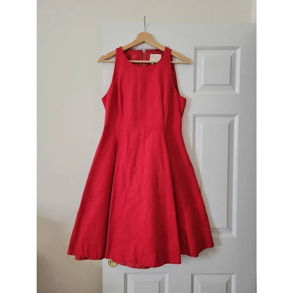 Kate Spade Red Sleeveless Midi A-Line Dress